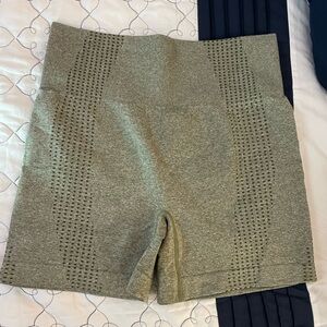 Forset Green Textured Knit Workout Shorts